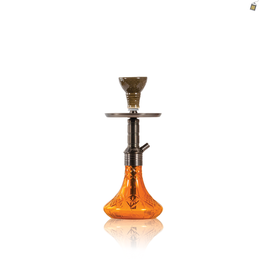 Noddy 007 Night Fire Hookah with Bag - Black Stem / Amber Base