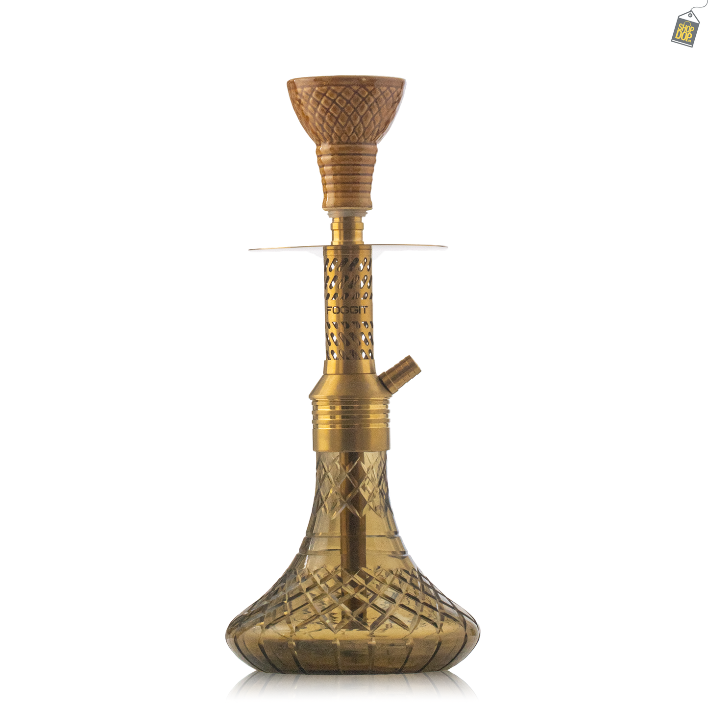 Dark Knight Slash Hookah with Bag - Gold Stem / Grey Base