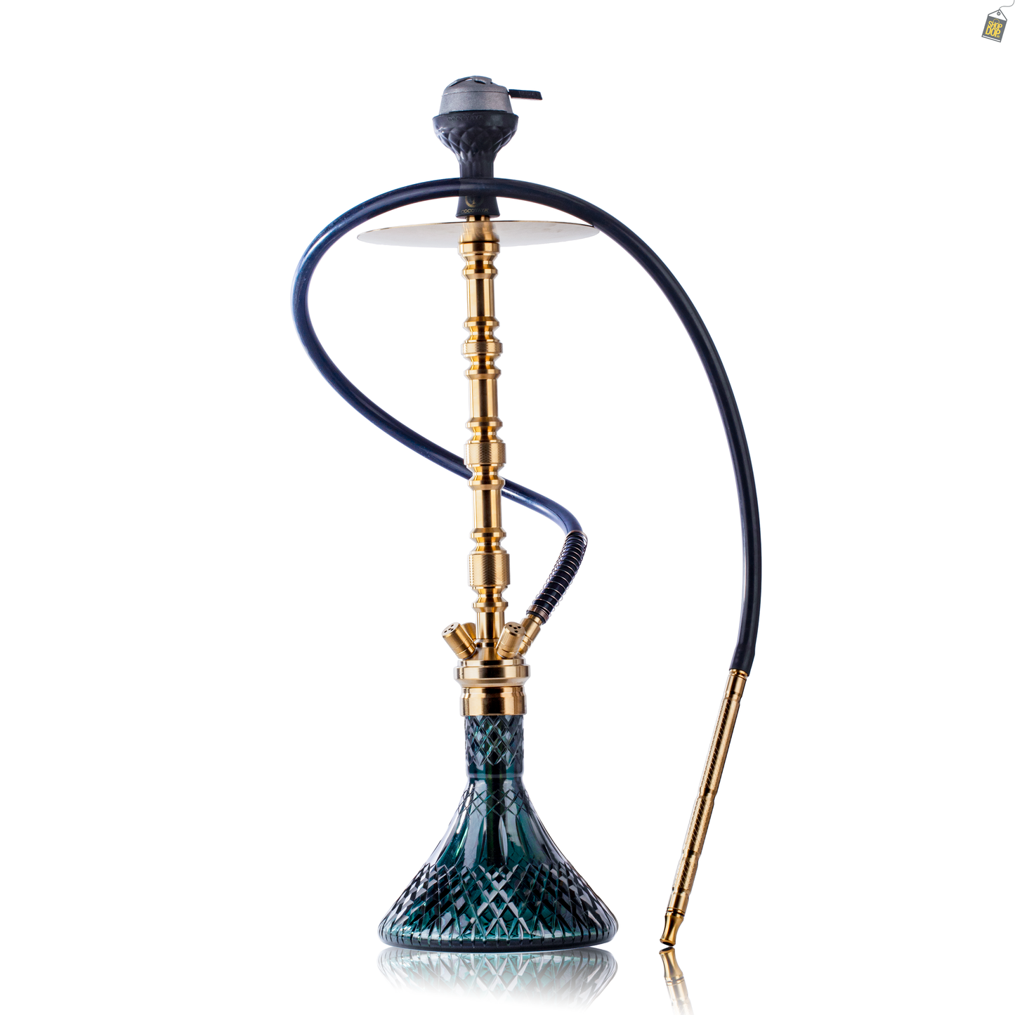 COCOYAYA King Series Regal Hookah - Gold Stem / Emerald Green Base