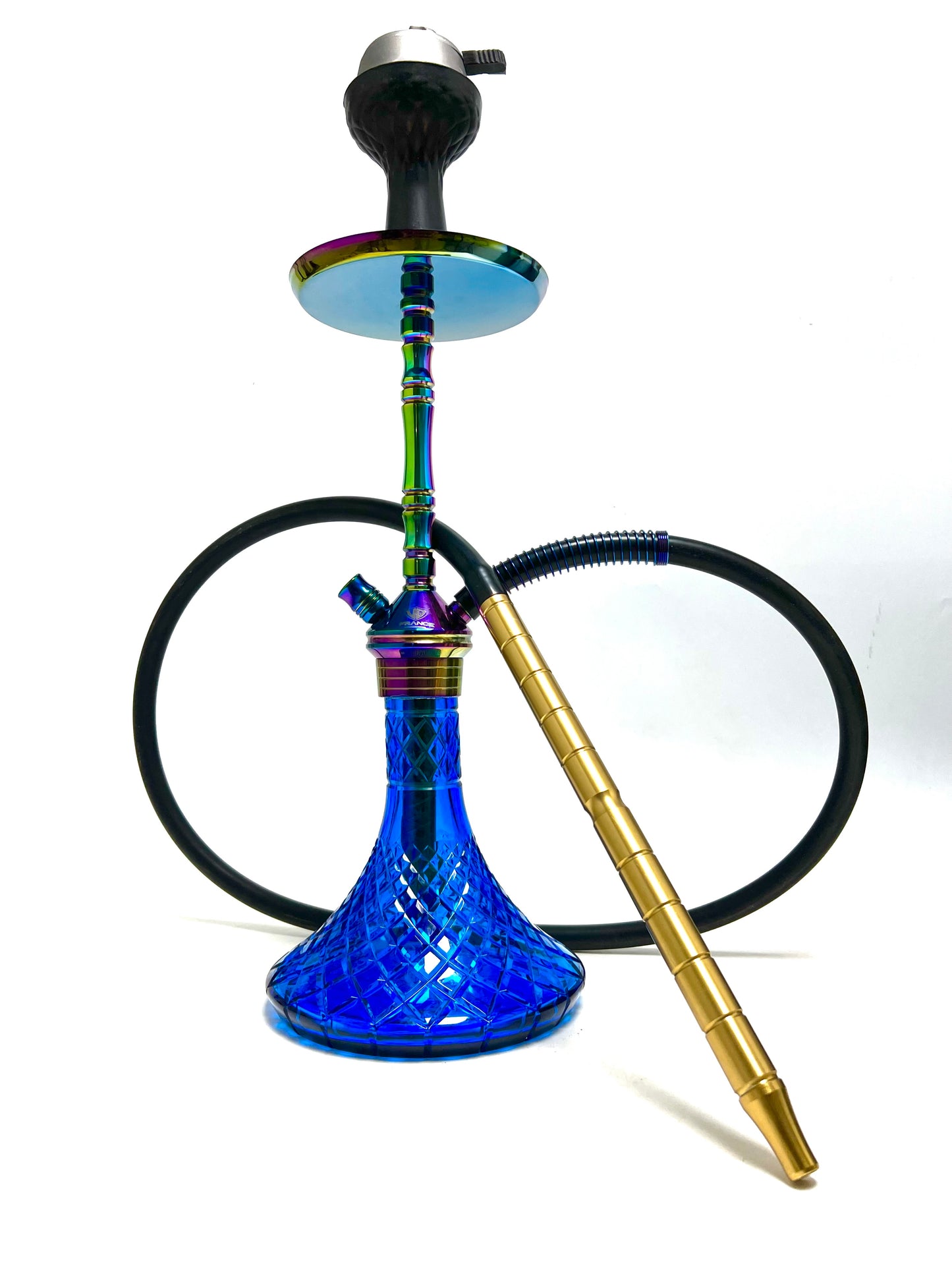 Fighter Hookah L3 - Rainbow Stem / Blue Line Base