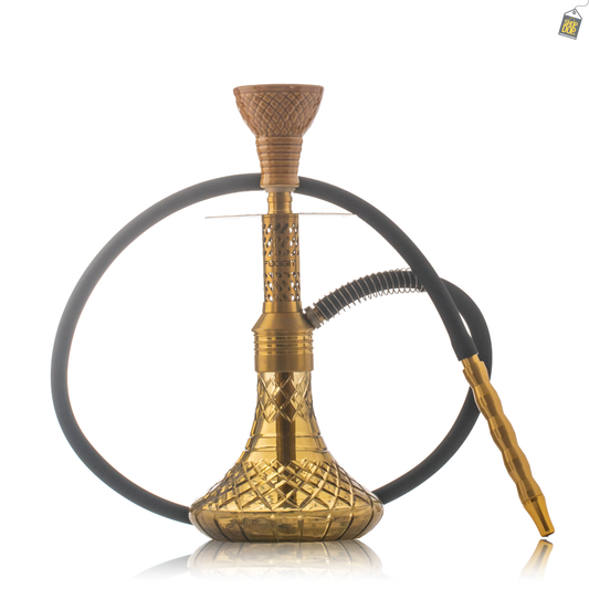 Dark Knight Slash Hookah with Bag - Gold Stem / Grey Base