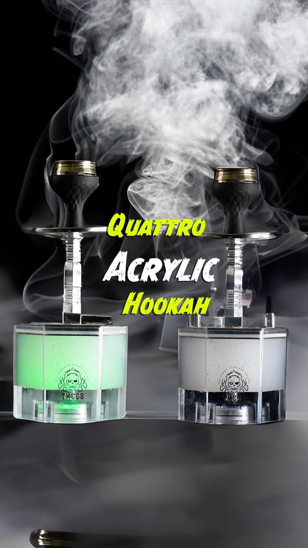 एलईडी लाइट के साथ क्वाट्रो ऐक्रेलिक हुक्का - सिल्वर