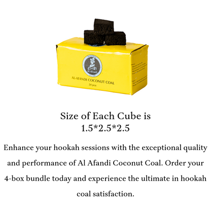 Al Afandi Flat Hookah Coconut Coal 250g - 24pcs (Pack of 4)