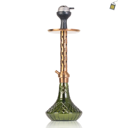 Alexander Gem Hookah with Bag - Green Base / Bronze Stem