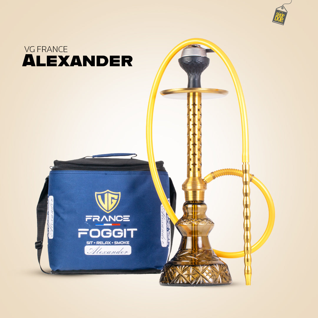 Alexander Star Hookah with Bag - Grey Carafe Base / Gold Stem