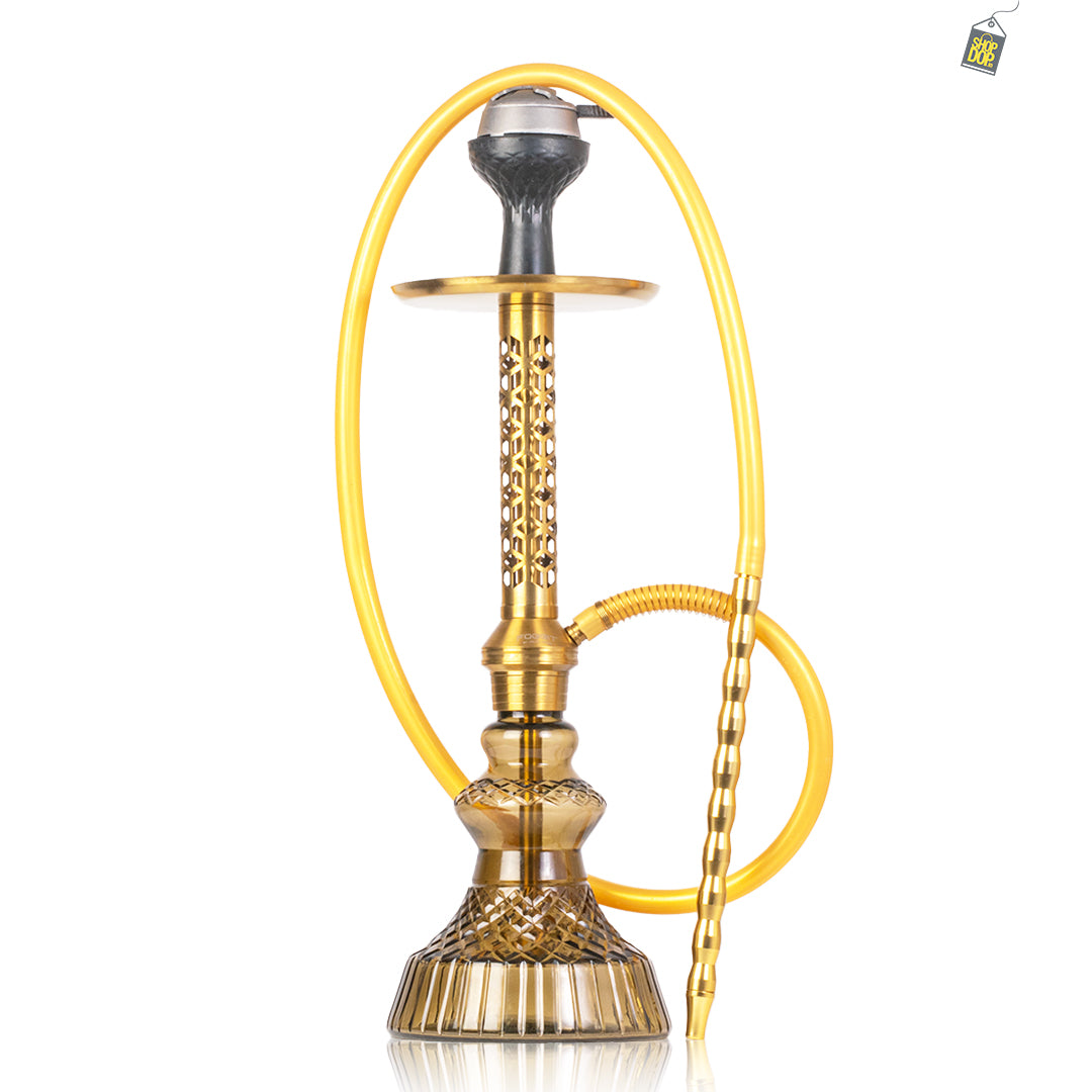 Alexander JLS Hookah with Bag - Gold Stem / Grey Carafe Base