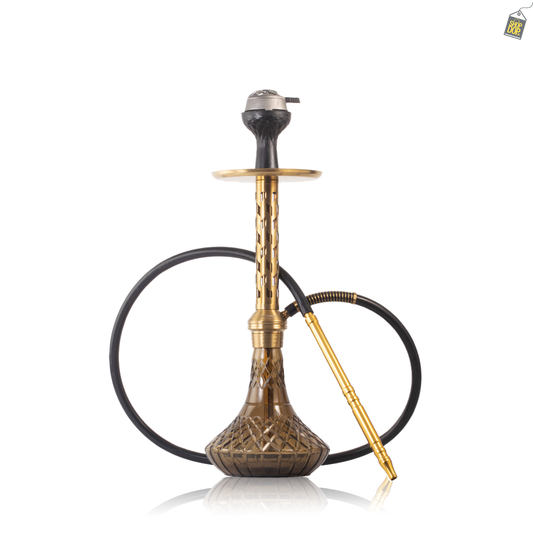 Alexander Gem Hookah with Bag - Gold Stem / Grey Base