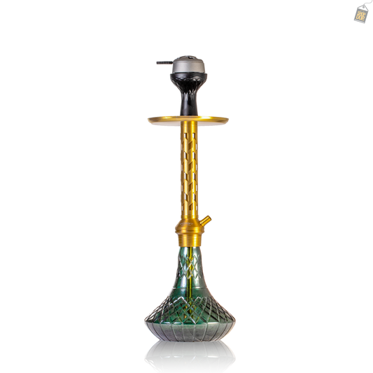 Alexander Gem Hookah with Bag - Gold Stem / Aqua Base