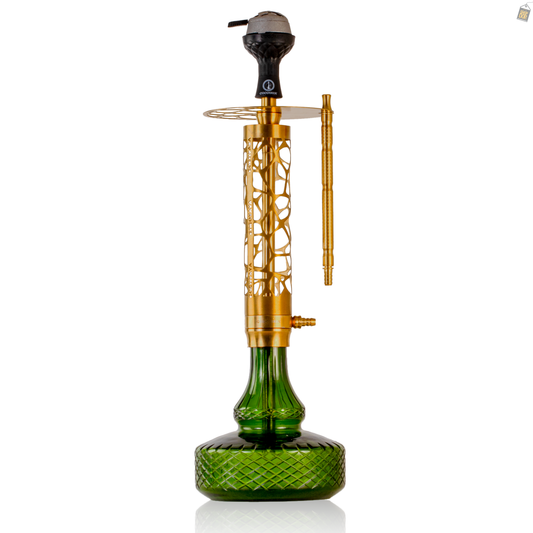 COCOYAYA Almavi Hookah (Ferro Series) - Gold Stem / Emerald Green Base