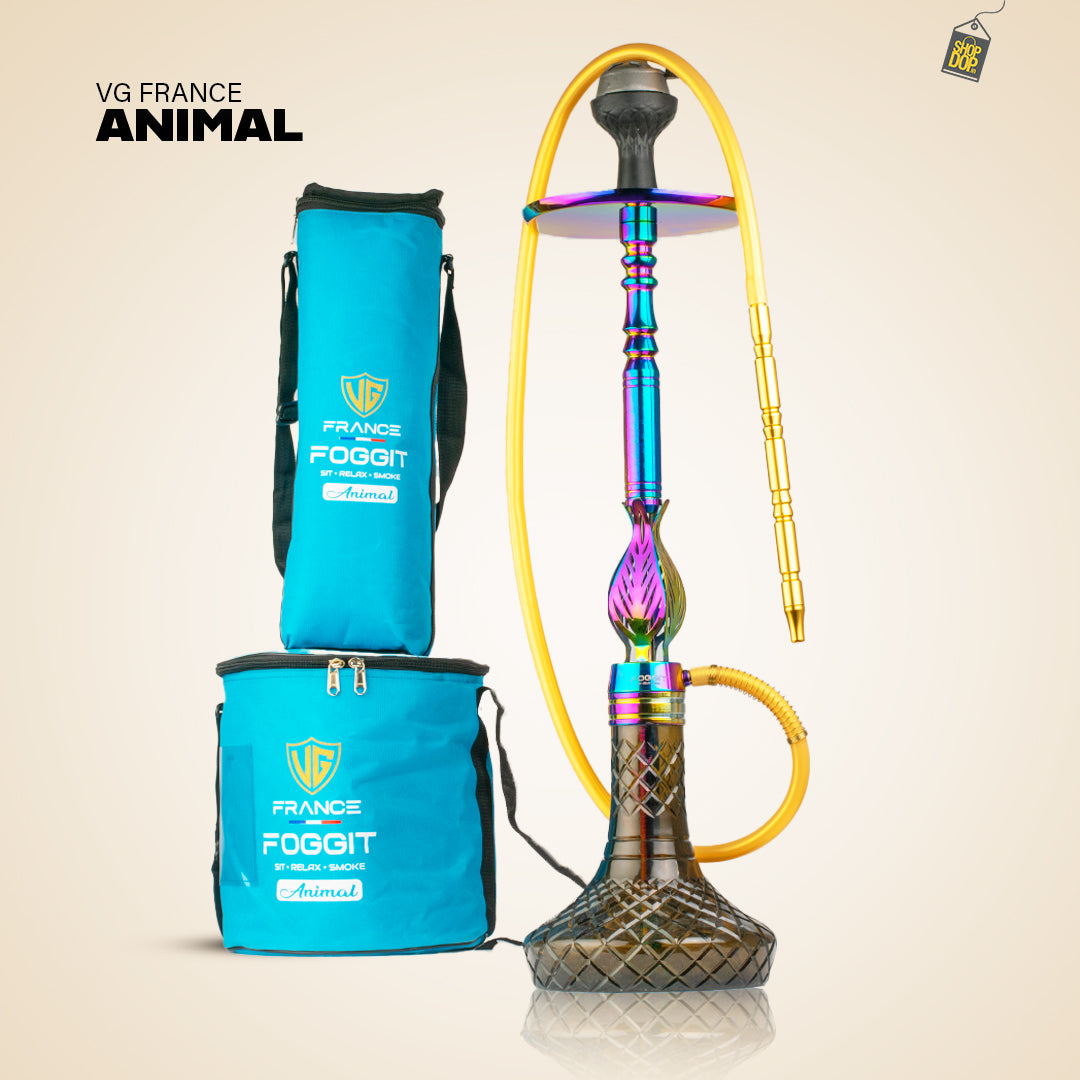 Animal Hookah with 2 Bags - Rainbow Stem / Black Base