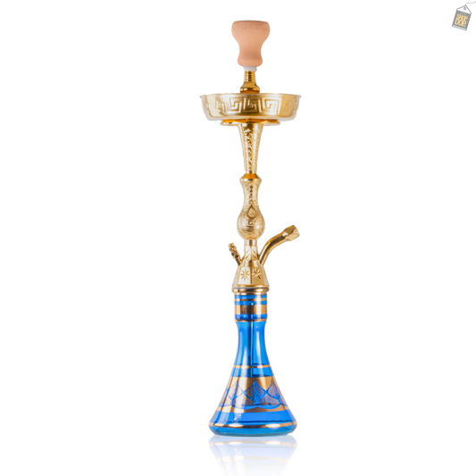 Arabian Khalil Gem Hookah - Gold Stem / Blue Base