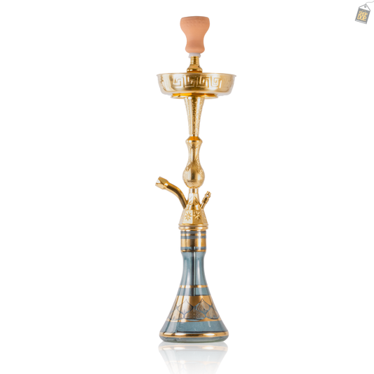 Arabian Khalil Gem Hookah - Gold Stem / Grey Base
