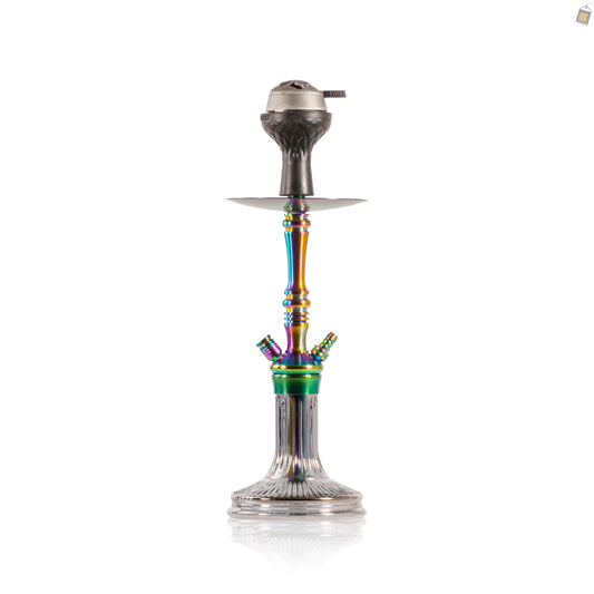 COCOYAYA Barcelona Hookah with Bag - Rainbow Stem / Grey Base