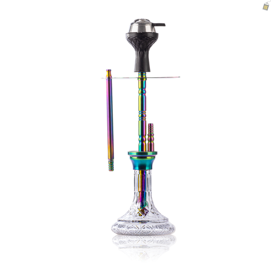 COCOYAYA Boro Bora Hookah with Bag - Rainbow Stem / Transparent Base