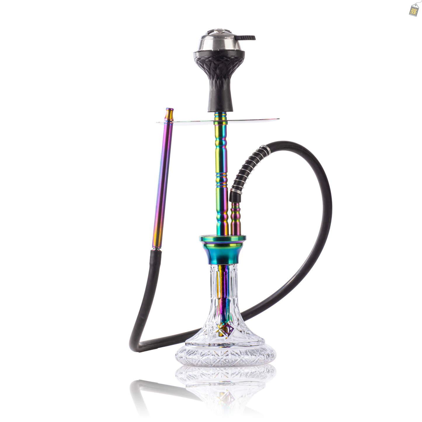 COCOYAYA Boro Bora Hookah with Bag - Rainbow Stem / Transparent Base