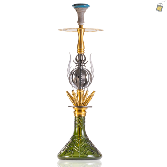 COCOYAYA Caesar 4 Pipe Hookah - Gold Stem / Green Base