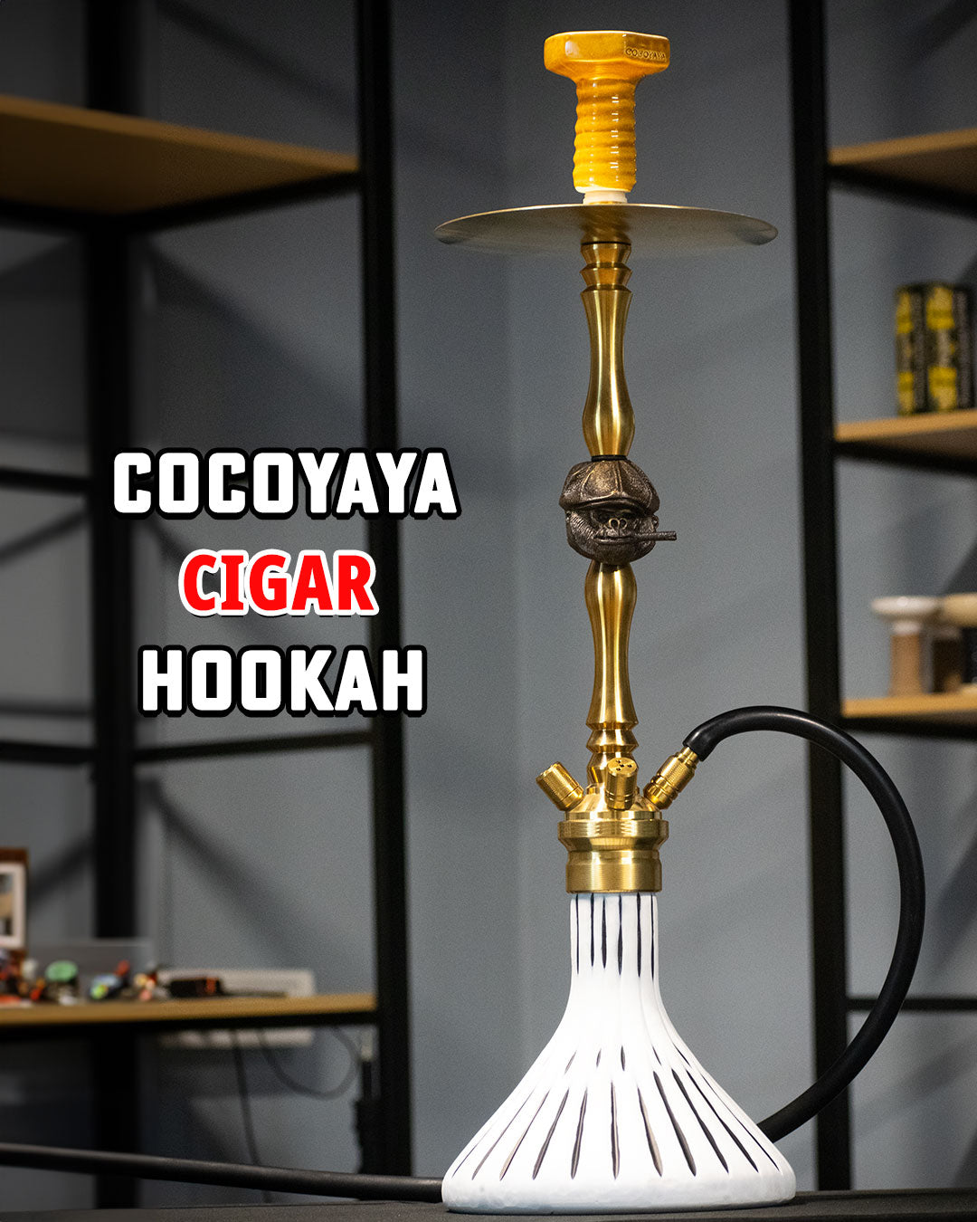COCOYAYA Jungle Series Cigar Hookah - Golden (White Base)