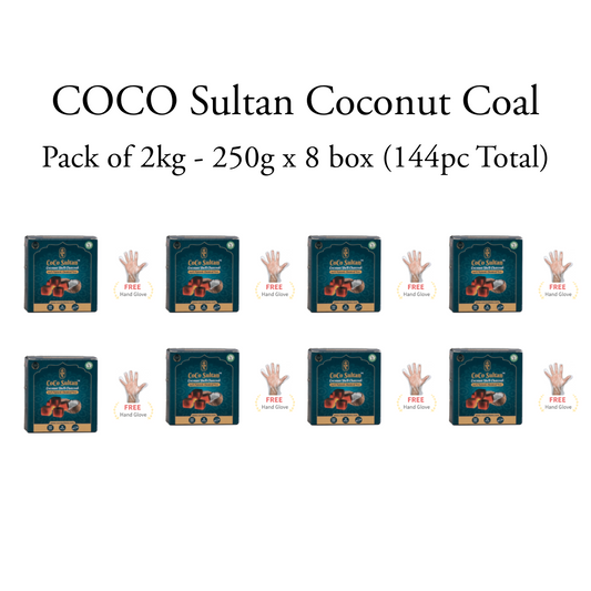 COCO Sultan Coconut Coal for Hookah - 250g (Pack of 8 Boxes)
