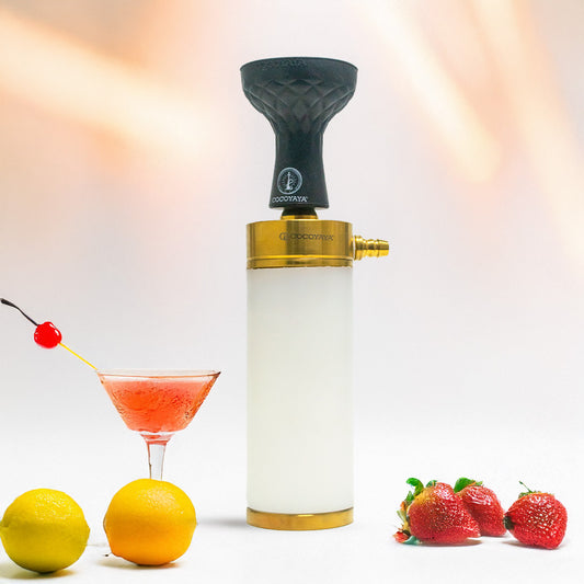 COCOYAYA Car-O-Bar Hookah with Bag - Gold Stem (White Base)