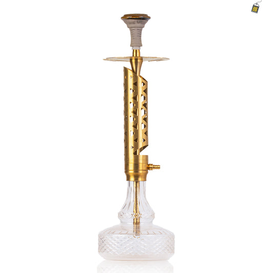 COCOYAYA Crucio Hookah (Ferro Series) - Gold Stem / Transparent Base