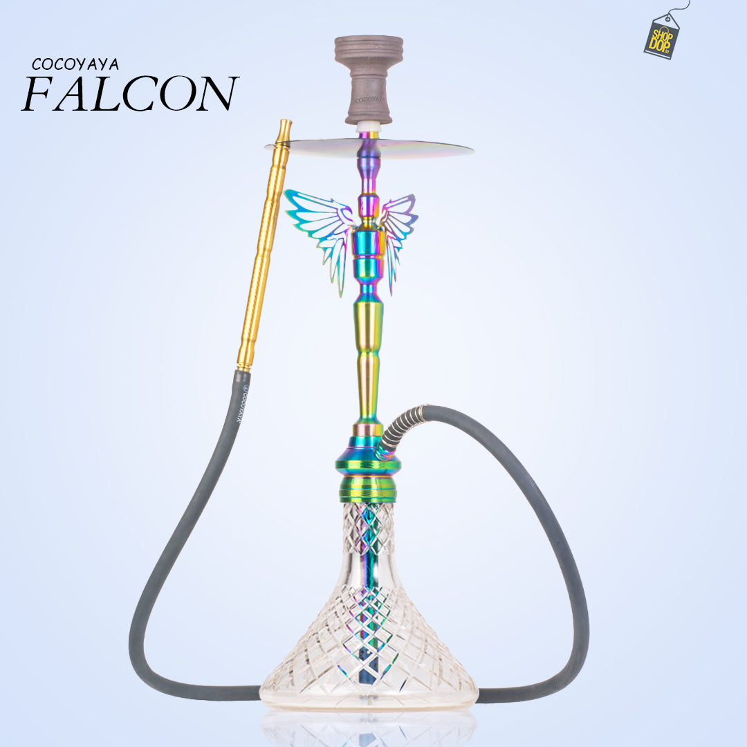 COCOYAYA Falcon Hookah (Angel Series) - Rainbow Stem / Gold Base