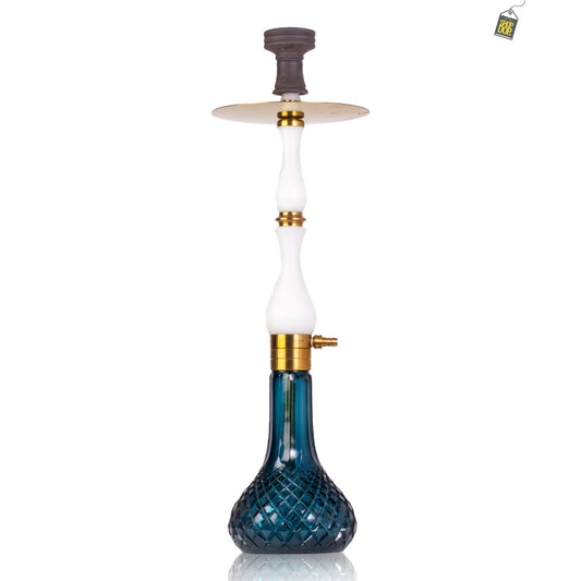 COCOYAYA Ghazi Hookah - White Gold Stem / Blue Base