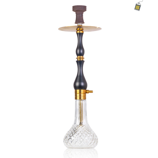 COCOYAYA Ghazi Hookah - Black Gold Stem / Transparent Base