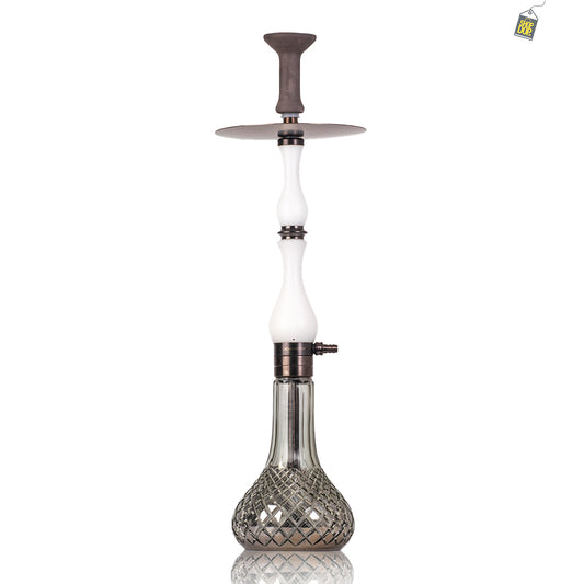 COCOYAYA Ghazi Hookah - White Bronze Stem / Cut Glass Base