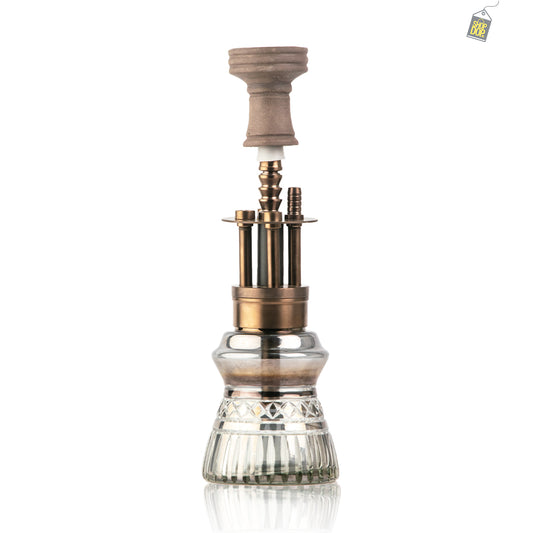 COCOYAYA Machine Gun Hookah - Bronze Stem (Cut Glass Base)