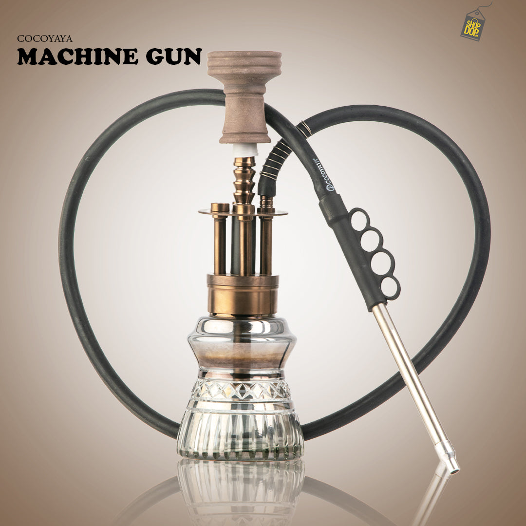 COCOYAYA Machine Gun Hookah - Bronze Stem (Cut Glass Base)