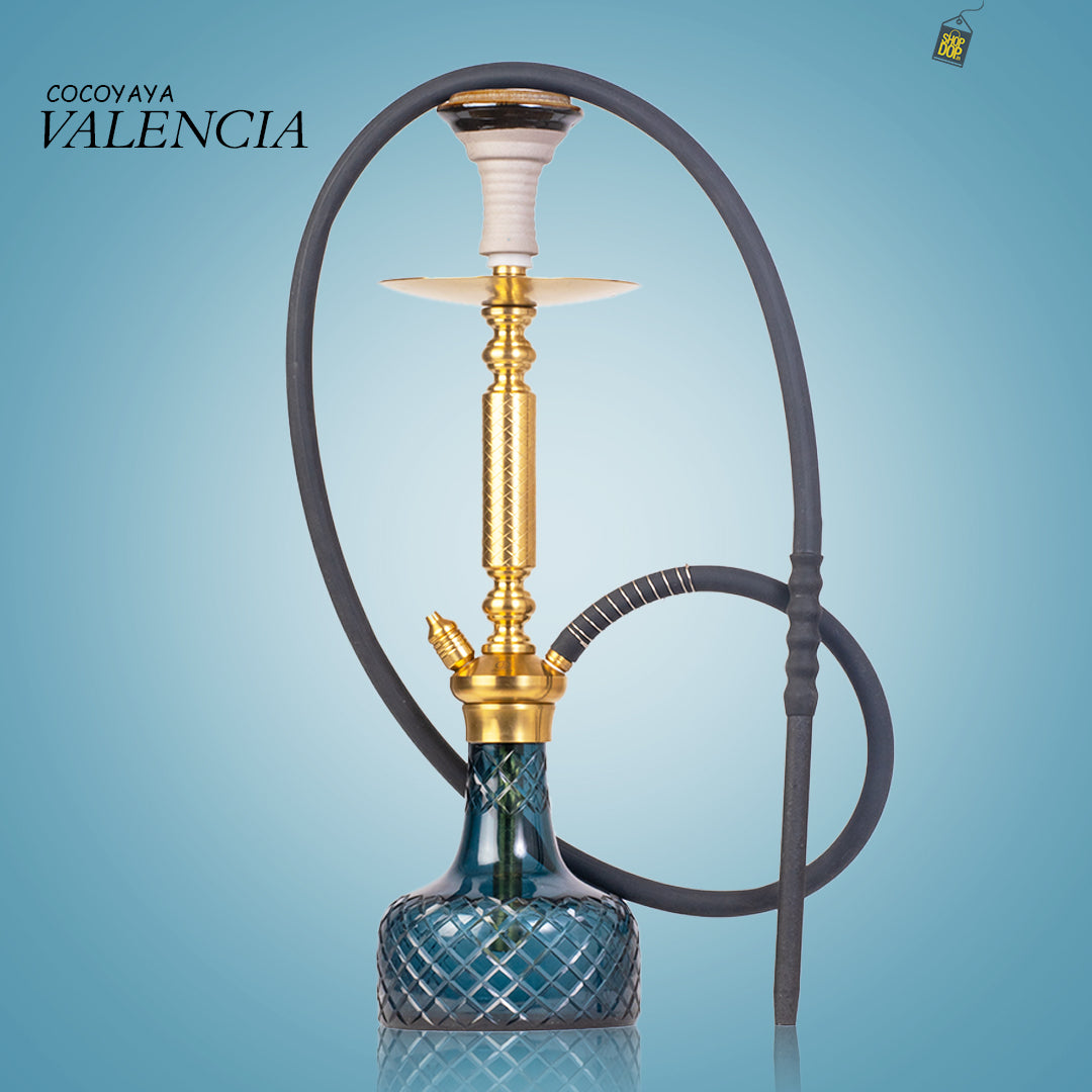 COCOYAYA Valencia Hookah - Gold Stem / Blue Base