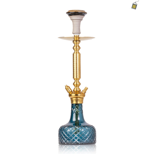 COCOYAYA Valencia Hookah - Gold Stem / Blue Base