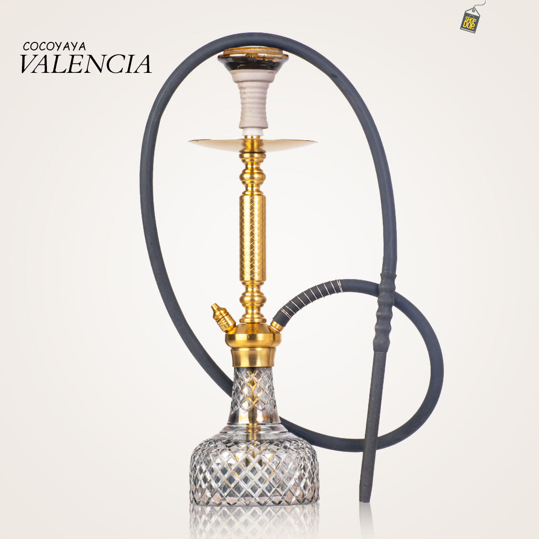 COCOYAYA Valencia Hookah - Gold Stem / Cut Glass Base