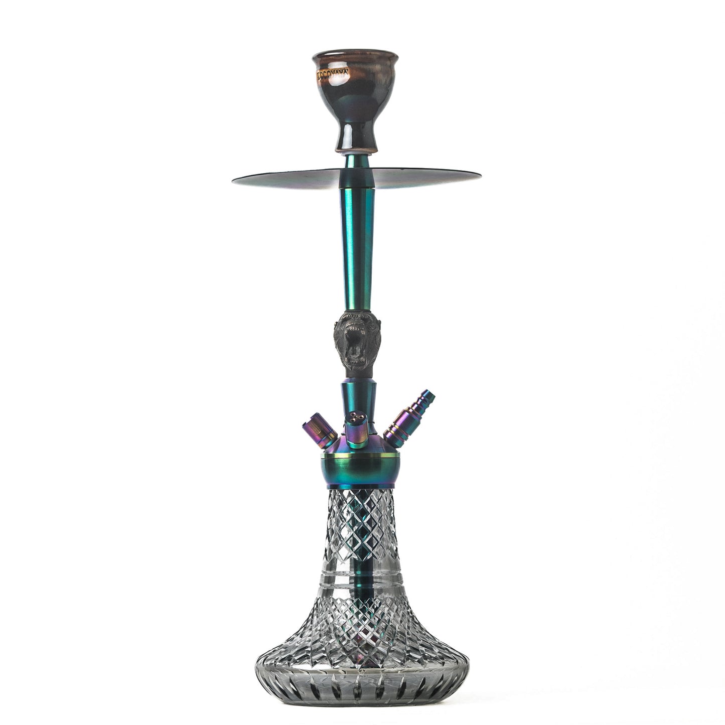 COCOYAYA Jo Hookah - Moksha Series (Grey Base/Rainbow Stem) - Cut Glass