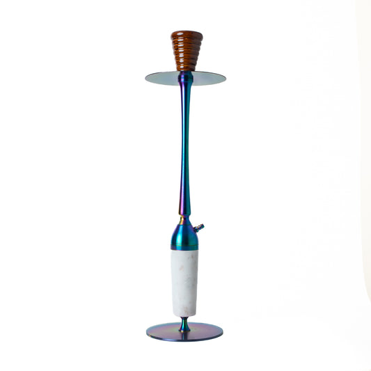 कोकोयाया स्लिम्स स्टर्लिंग हुक्का - रेनबो स्टेम/व्हाइट मार्बल बेस