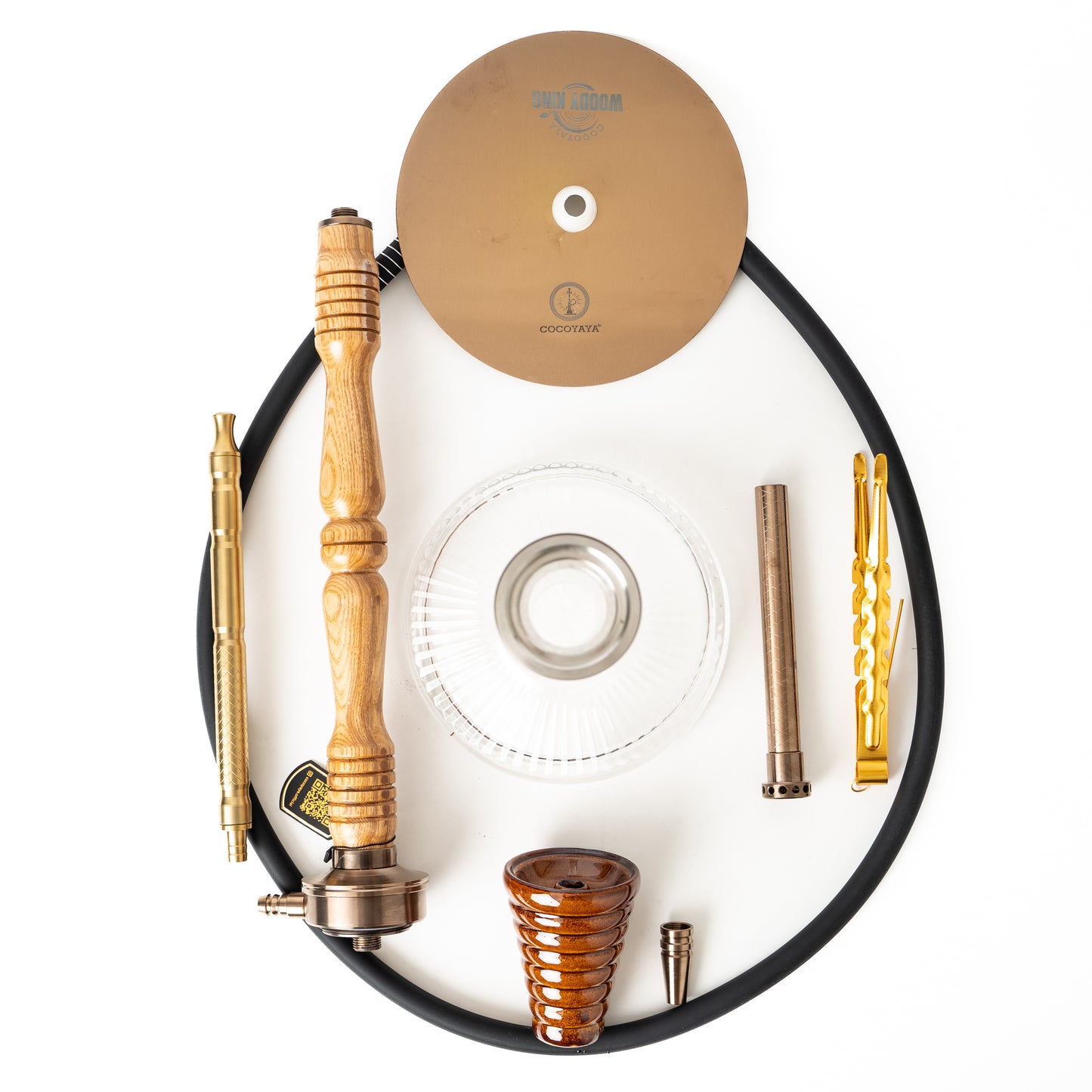 COCOYAYA Woody King Hookah - Light Wood/Transparent Base