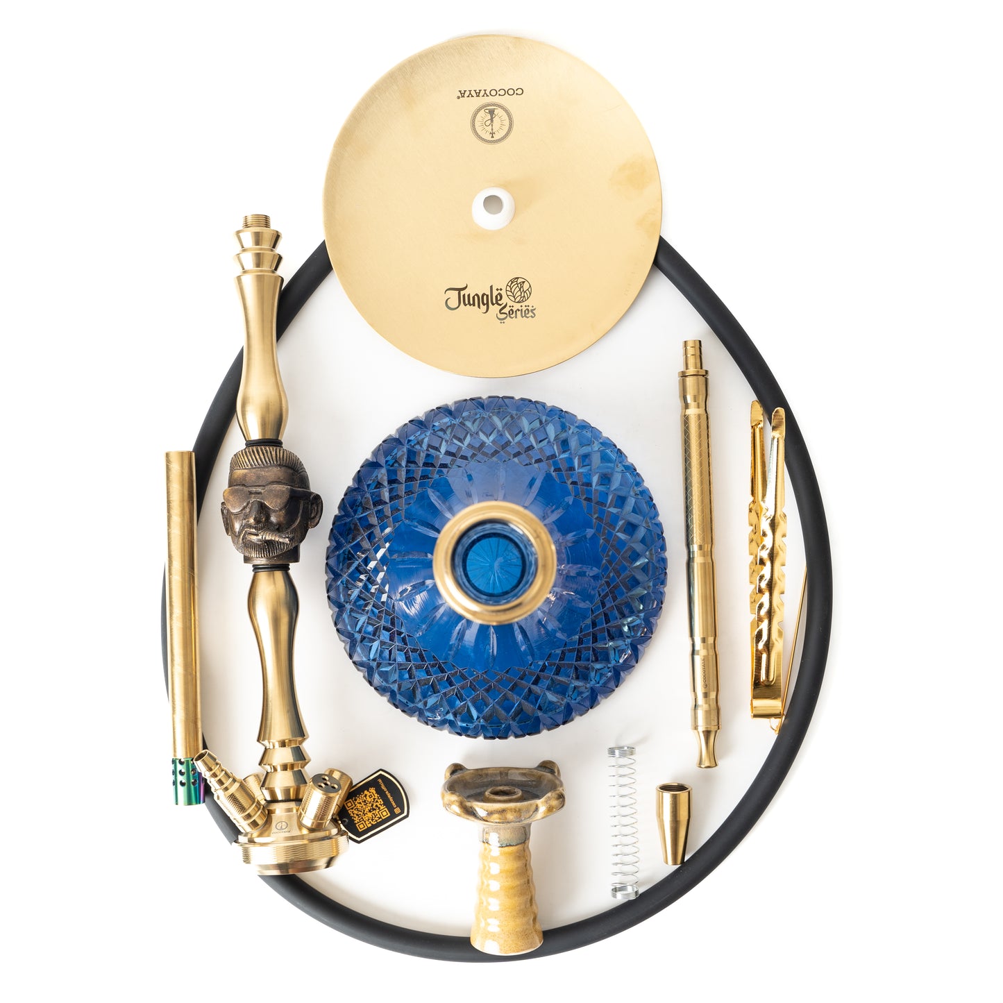 COCOYAYA Jungle Series Mr. P Hookah - Golden (Blue Base)