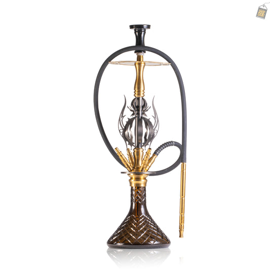 COCOYAYA Caesar 4 Pipe Hookah - Gold Stem / Brown Base
