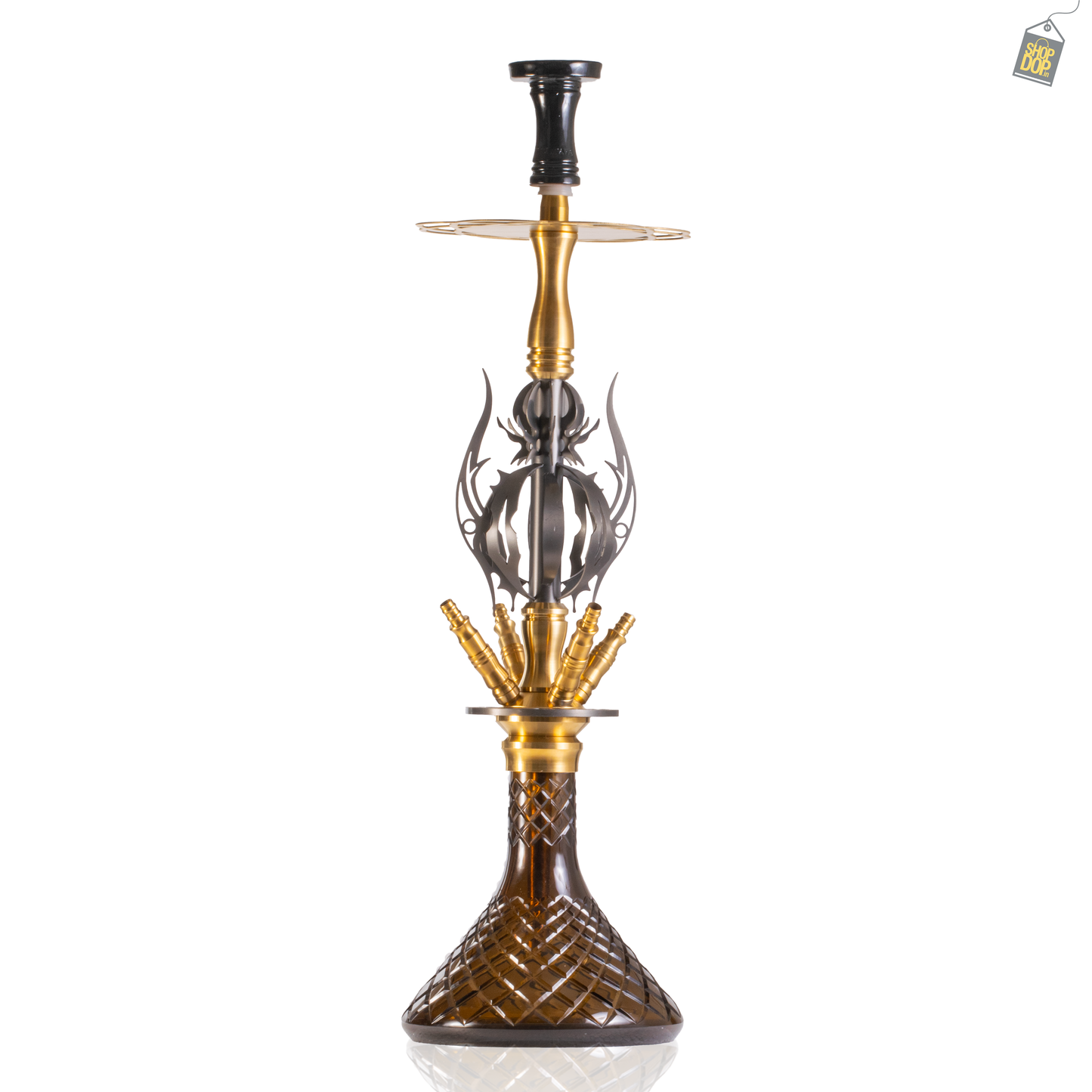 COCOYAYA Caesar 4 Pipe Hookah - Gold Stem / Brown Base