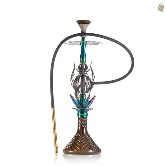 COCOYAYA Caesar 4 Pipe Hookah - Rainbow Stem / Brown Base