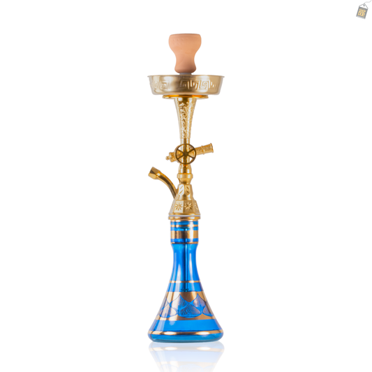 Canon Khalil Gem Hookah - Gold Stem / Blue Base