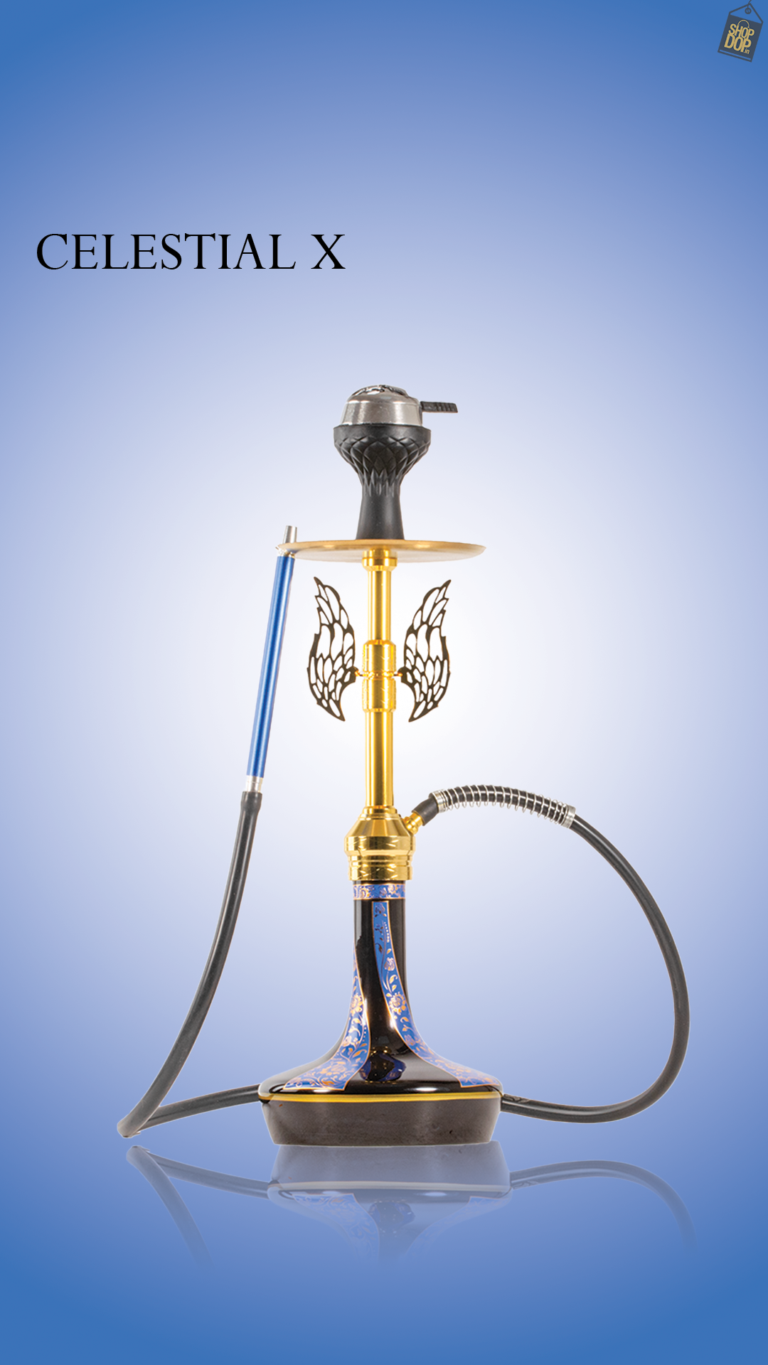 Celestial Hookah with Wings - Blue