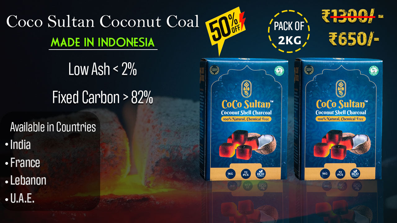 COCO Sultan Hookah Coconut Coal - Pack of 2kg (144pcs Total)