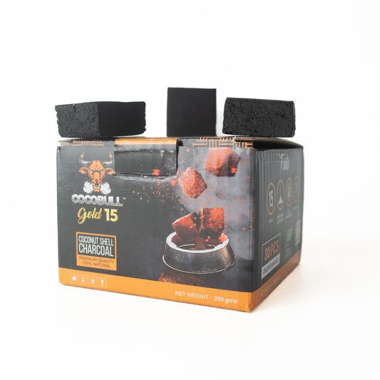 Cocobull Gold Coconut Shell Flat Hookah Charcoal - 250g (30pcs)