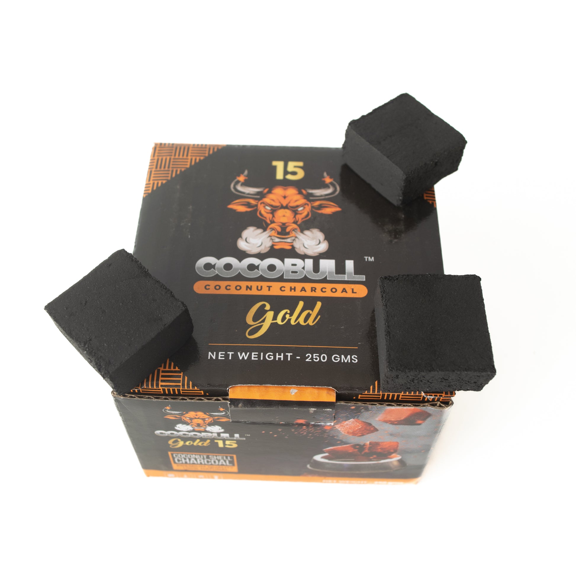 Cocobull Gold Coconut Shell Flat Hookah Charcoal - 250g (30pcs)