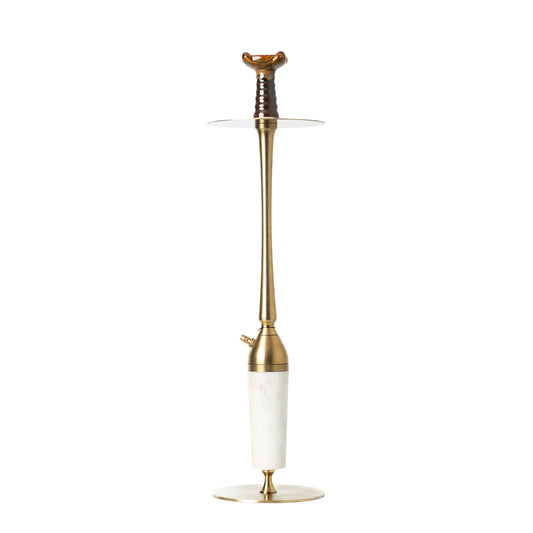 Cocoyaya Slims Sterling Hookah - Golden Stem/ White Marble Base