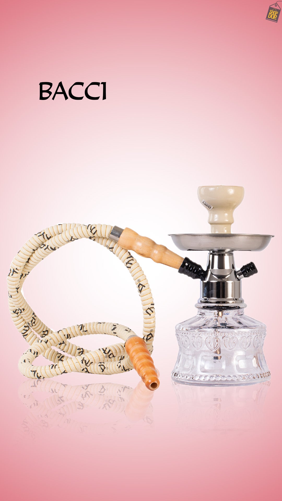 MYA Bacci Hookah - White Base / Black Stem (White Pipe)