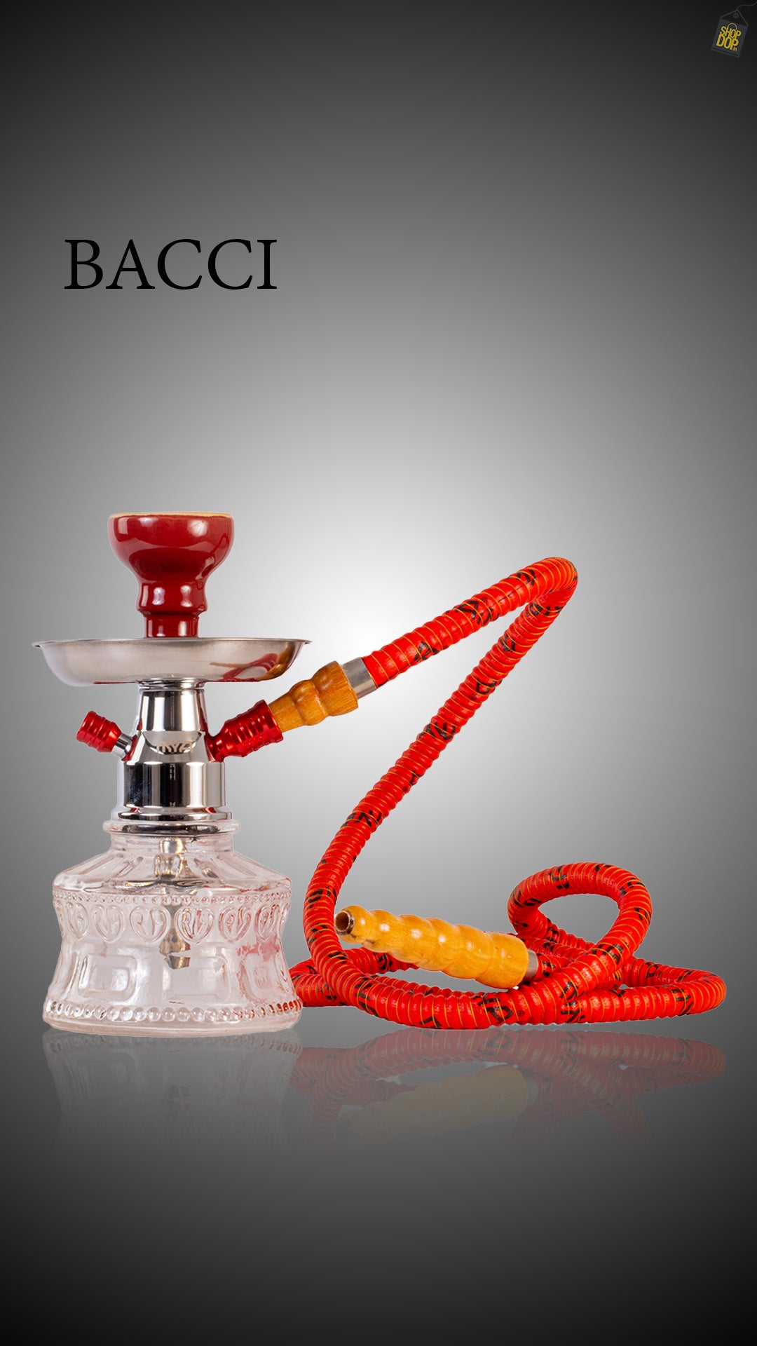 MYA Bacci Hookah - White Base / Red Stem