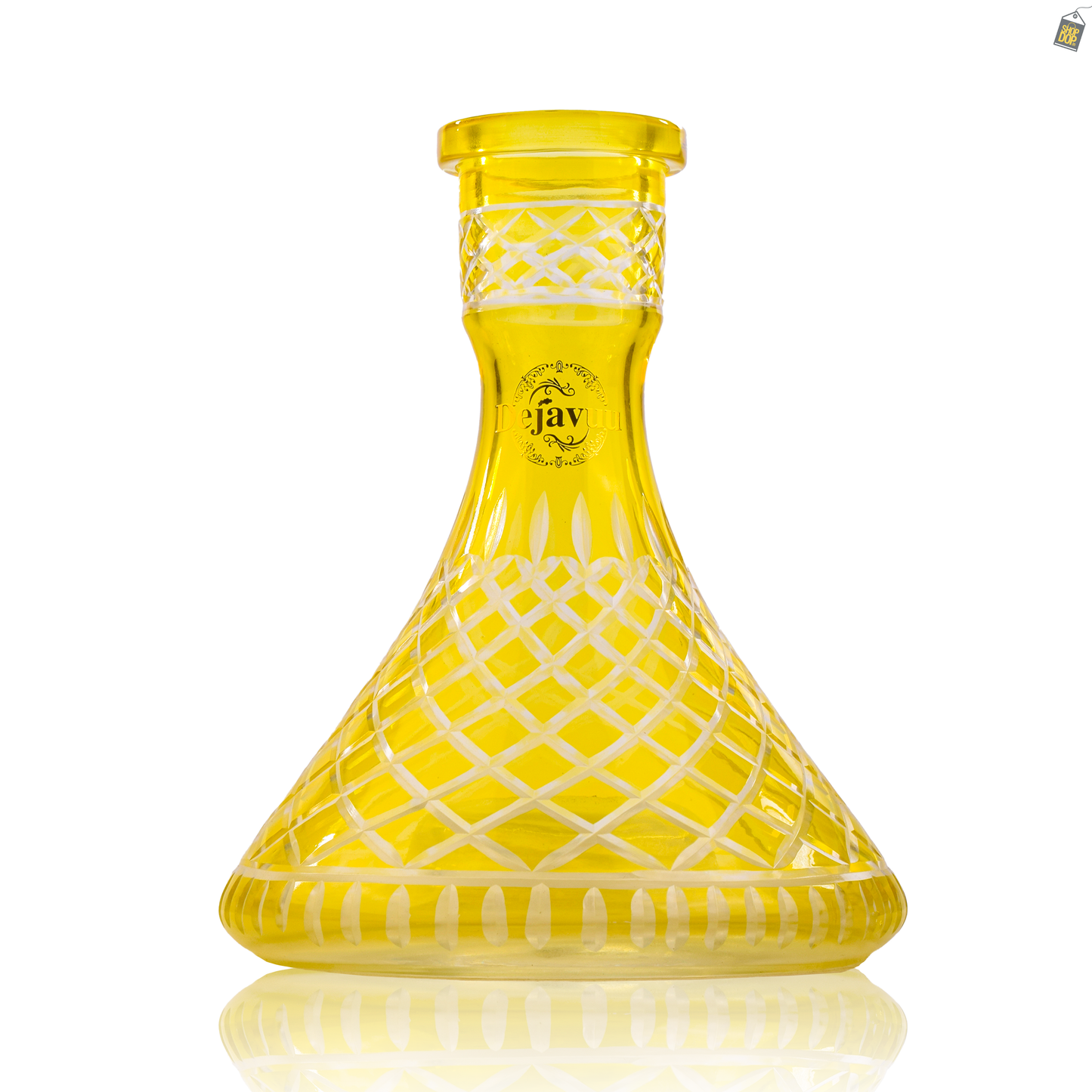 Cross Cut Hookah Glass Replacement Base - Yellow (Rubber)