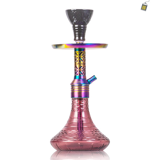 Dark Knight Gem Hookah with Bag - Rainbow Stem / Purple Vertigo Base
